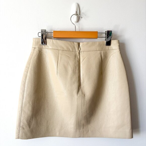 Aritzia Wilfred Tempest / Patio Vegan Leather Mini Skirt Sand Beige Size 6 - Picture 5 of 7